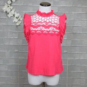 Free People Mock Neck Ruffle Tank